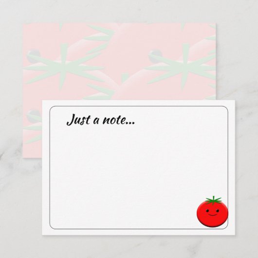 Cute Cartoon Tomato Custom Just a Note Notitiekaartje (Voorkant / Achterkant)