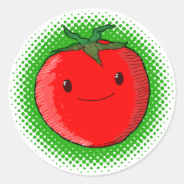 Cute Cartoon Tomato Drawing Ronde Sticker