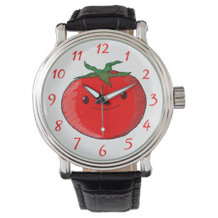 Cute Cartoon Tomato Horloge