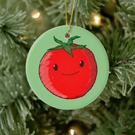 Cute Cartoon Tomato Keramisch Ornament