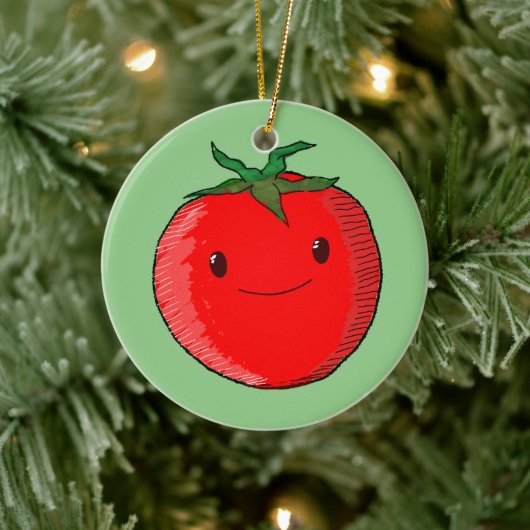 Cute Cartoon Tomato Keramisch Ornament (Boom)