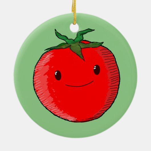 Cute Cartoon Tomato Keramisch Ornament (Achterkant)