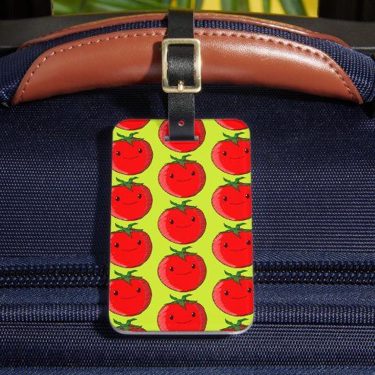 Cute Cartoon Tomato Pattern Bagagelabel (Voorkant Insitu 2)