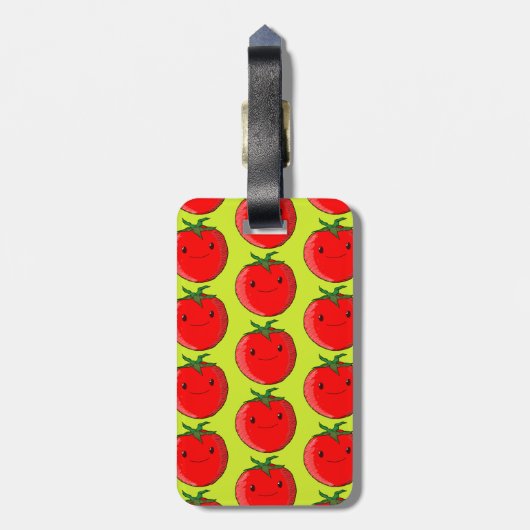 Cute Cartoon Tomato Pattern Bagagelabel (Achterkant verticaal)