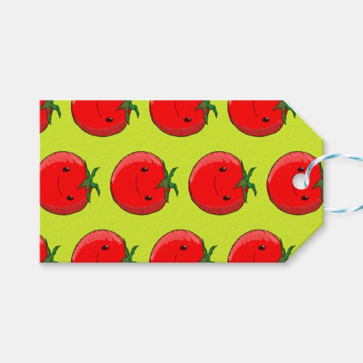 Cute Cartoon Tomato Pattern Cadeaulabel (Voorkant (Horizontaal))