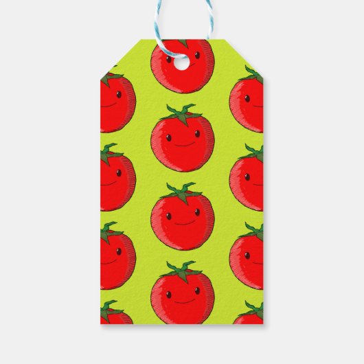 Cute Cartoon Tomato Pattern Cadeaulabel (Achterkant)