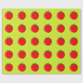 Cute Cartoon Tomato Pattern on Green Cadeaupapier (Vlak)