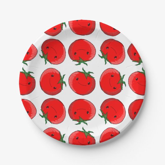 Cute Cartoon Tomato Pattern Papieren Bordje (Voorkant)