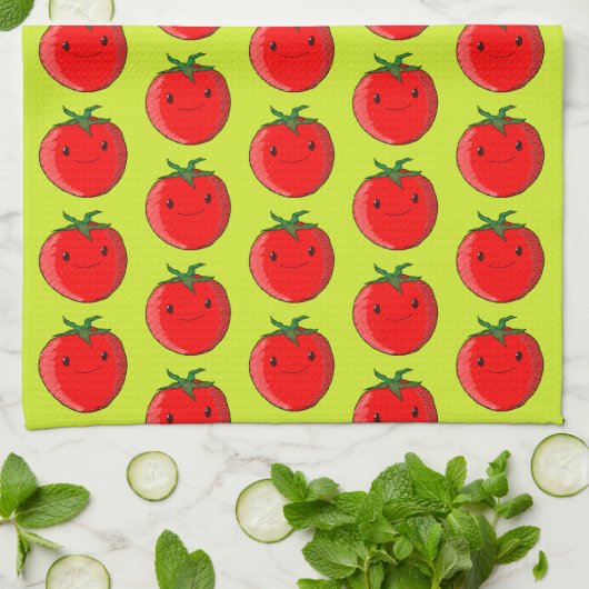 Cute Cartoon Tomato Pattern Theedoek (Gevouwen)