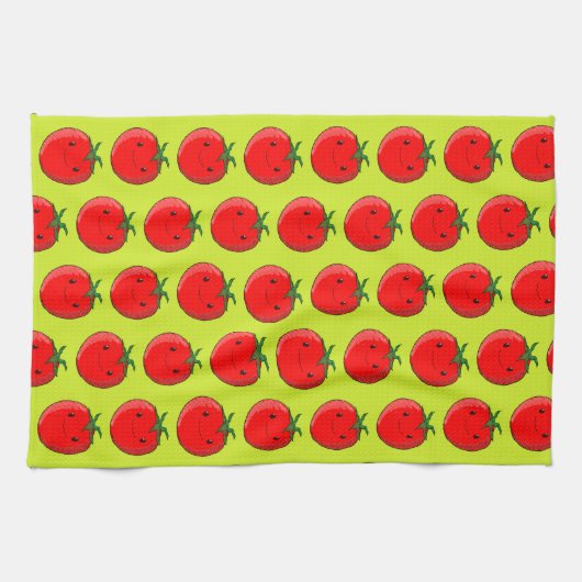 Cute Cartoon Tomato Pattern Theedoek (Horizontaal)