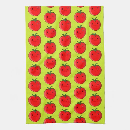 Cute Cartoon Tomato Pattern Theedoek (Verticaal)