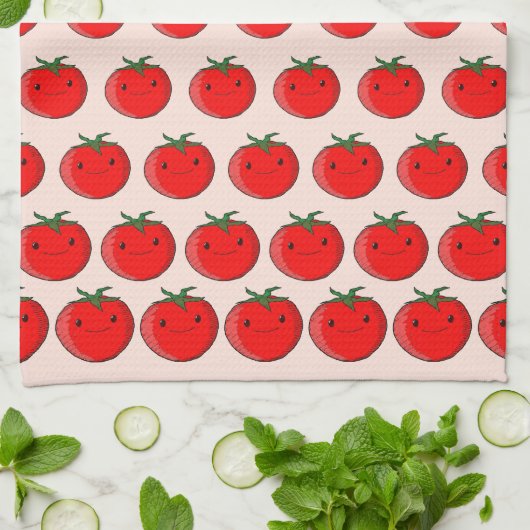 Cute Cartoon Tomato Pattern Theedoek (Gevouwen)