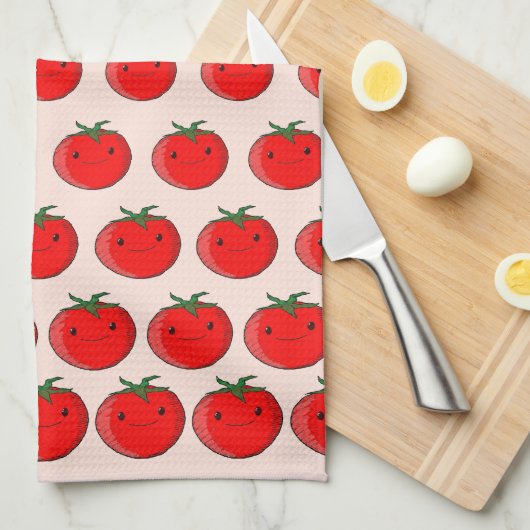 Cute Cartoon Tomato Pattern Theedoek (Quarter Fold)
