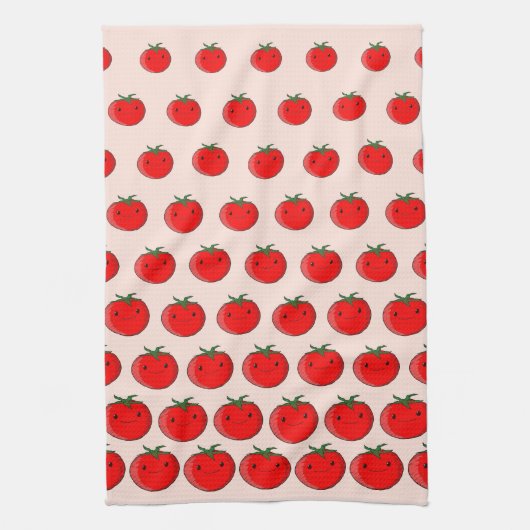 Cute Cartoon Tomato Pattern Theedoek (Verticaal)