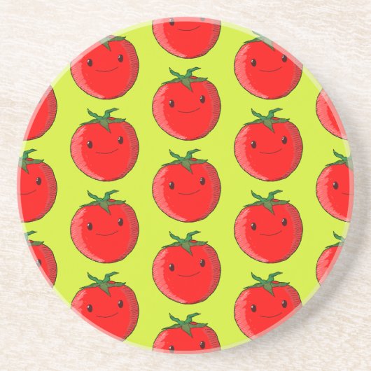 Cute Cartoon Tomato Pattern Zandsteen Onderzetter (Voorkant)