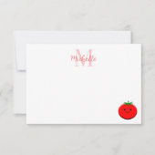 Cute Cartoon Tomato Personalized Monogram Notitiekaartje (Voorkant)