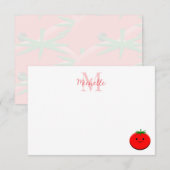 Cute Cartoon Tomato Personalized Monogram Notitiekaartje (Voorkant / Achterkant)
