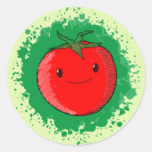 Cute Cartoon Tomato Ronde Sticker (Voorkant)