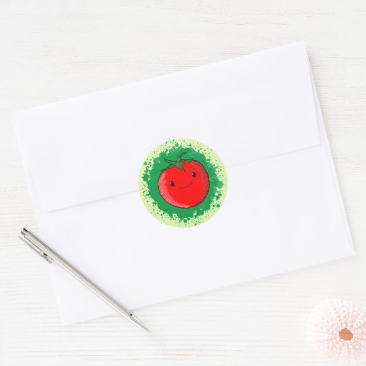 Cute Cartoon Tomato Ronde Sticker (Envelop)
