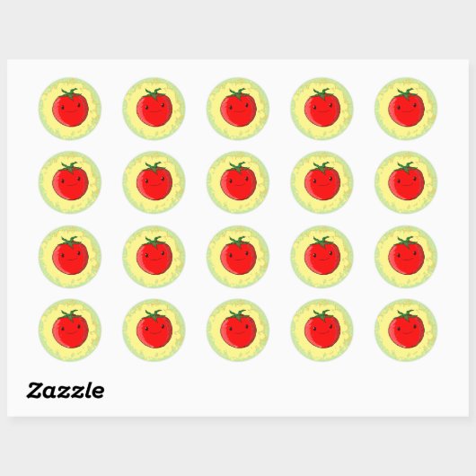 Cute Cartoon Tomato Ronde Sticker (Vel)