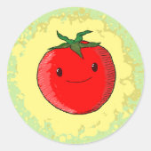 Cute Cartoon Tomato Ronde Sticker (Voorkant)