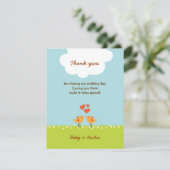 Cute Cartoon Tortelduifjes (overdag) Wedding Bedankkaart (Staand voorkant)