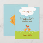 Cute Cartoon Tortelduifjes (overdag) Wedding Bedankkaart (Voorkant / Achterkant)