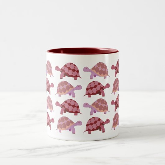 Cute Cartoon Tortoise Pattern Tweekleurige Koffiemok (Center)