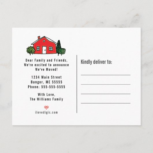 Cute Cartoon Town We hebben New Address Moving Aankondigingskaart