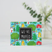 Cute Cartoon Town We hebben New Address Moving Aankondigingskaart (Staand voorkant)