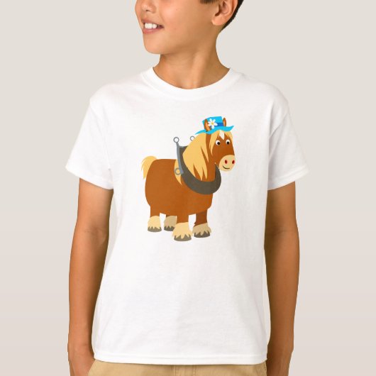 Cute Cartoon Trait Breton Horse Children T-Shirt (Voorkant)