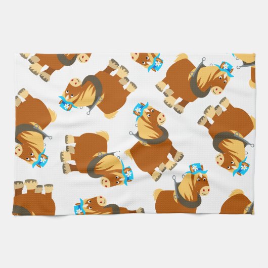 Cute Cartoon Trait Breton Horse Kitchen Towel Theedoek (Horizontaal)