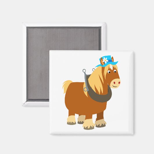 Cute Cartoon Trait Breton Horse Magnet (Voorkant / Achterkant)
