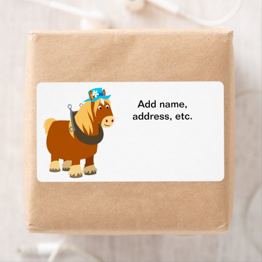 Cute Cartoon Trait Breton Horse Shipping Label (Insitu)