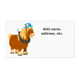 Cute Cartoon Trait Breton Horse Shipping Label