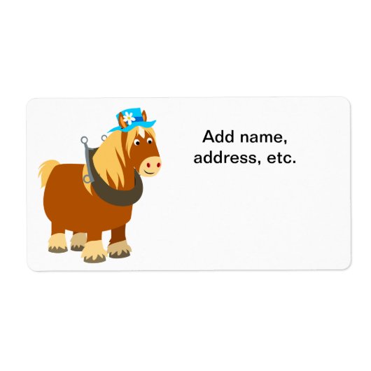 Cute Cartoon Trait Breton Horse Shipping Label (Voorkant)