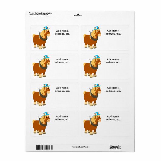 Cute Cartoon Trait Breton Horse Shipping Label (Full Sheet)