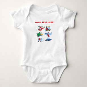 Cute Cartoon Transport Met Eigen Naam Baby T-Shirt