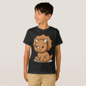 Cute Cartoon Triceratops Kids' T-Shirt (Voorkant volledig)
