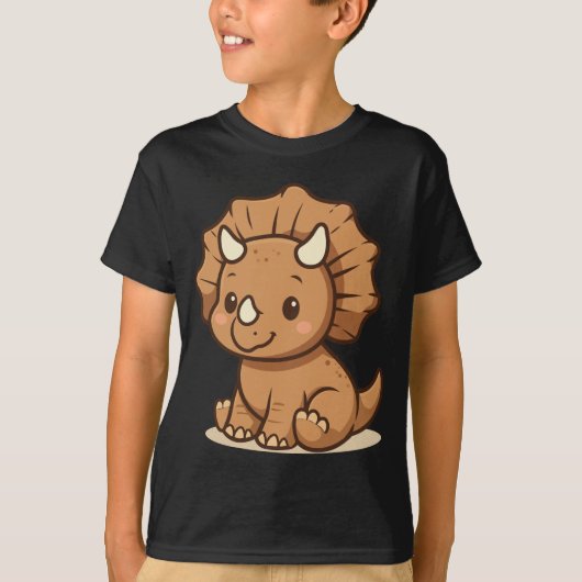 Cute Cartoon Triceratops Kids' T-Shirt (Voorkant)
