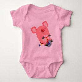 Cute Cartoon Tricycle Pig Baby Bodysuit