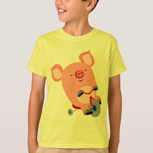 Cute Cartoon Tricycle Pig Children T-Shirt (Voorkant)