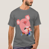 Cute Cartoon Tricycle Pig T-Shirt (Voorkant)