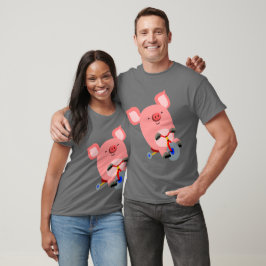 Cute Cartoon Tricycle Pig T-Shirt