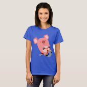 Cute Cartoon Tricycle Pig Women T-Shirt (Voorkant volledig)