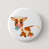 Cute Cartoon Trotting Cow Button Badge (Voorkant)