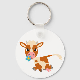 Cute Cartoon Trotting Koe Sleutelhanger