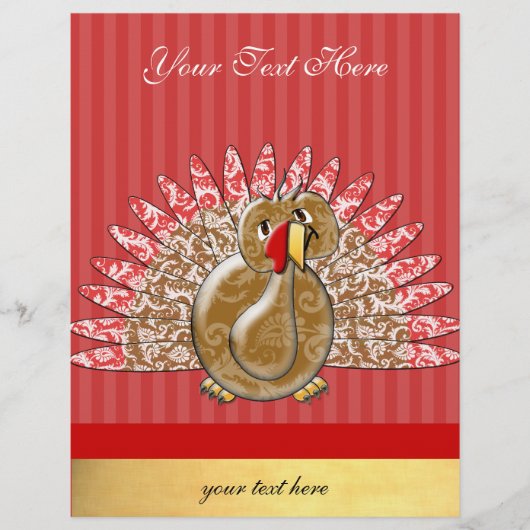 Cute Cartoon Turkey Damask Pattern Flyer (Voorkant)