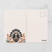 Cute Cartoon Turkey Fall Foliage Thanksgiving Briefkaart (Achterkant)