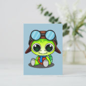 Cute Cartoon Turtle in Aviator Pet Briefkaart (Staand voorkant)